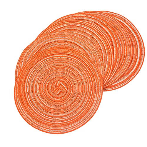 Runde Tischsets, gewebte Tischsets, Set mit 6 runden Tischsets aus gewebtem Baumwollgarn, 30 cm Tischsets(Orange,18cm) von SDAAD