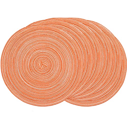 Runde Tischsets, gewebte Tischsets, Set mit 6 runden Tischsets aus gewebtem Baumwollgarn, 30 cm Tischsets(Orange,30cm) von SDAAD