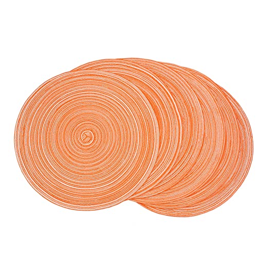 Runde Tischsets, gewebte Tischsets, Set mit 6 runden Tischsets aus gewebtem Baumwollgarn, 30 cm Tischsets(Orange,36cm) von SDAAD