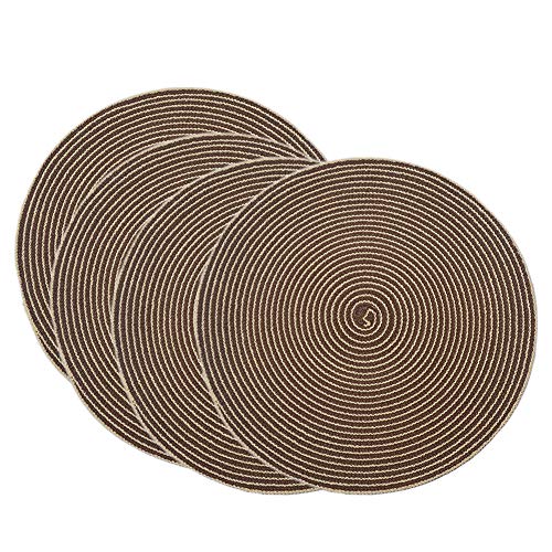 Runde Tischsets, gewebte Tischsets, dickere 38 cm runde Tischsets aus gewebtem Baumwollgarn, wärmende Tischsets, 4er-Set(Coffee) von SDAAD