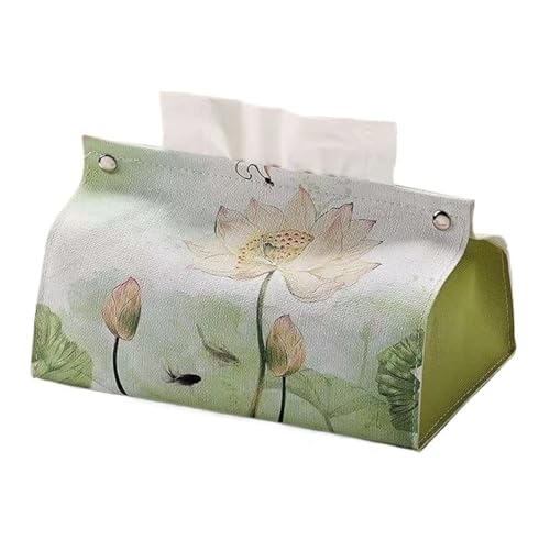 Taschentuchbox-Halter, Auto-Taschentuchhalter, Zuhause, Wohnzimmer, Restaurant, Schreibtisch, Leder-Taschentuchbox, kreative personalisierte Dekoration, Ornamente, Geschenkpapier(Yellowandwhitelotus) von SDAAD