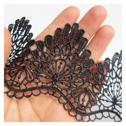 Verzierungen for Kleidung, Bandbesätze for Nähen, 2 Yard Blumen-Spitzenkantenband, 7 cm Breite(Black) von SDAAD