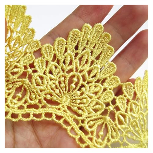 Verzierungen for Kleidung, Bandbesätze for Nähen, 2 Yard Blumen-Spitzenkantenband, 7 cm Breite(Yellow) von SDAAD