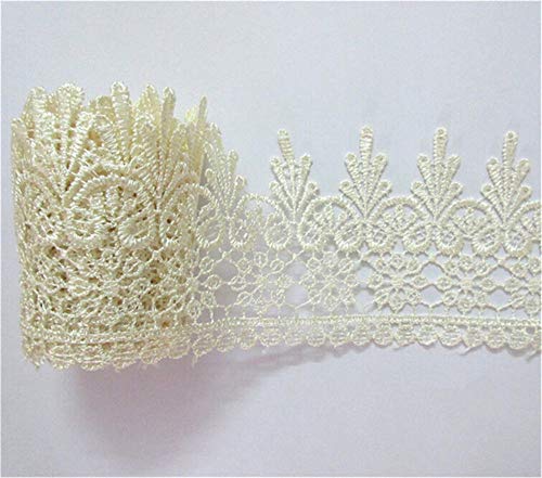 Verzierungen for Kleidung, Bandbesätze for Nähen, 2 Yard florales Venedig-Spitzenbordürenband(Beige) von SDAAD