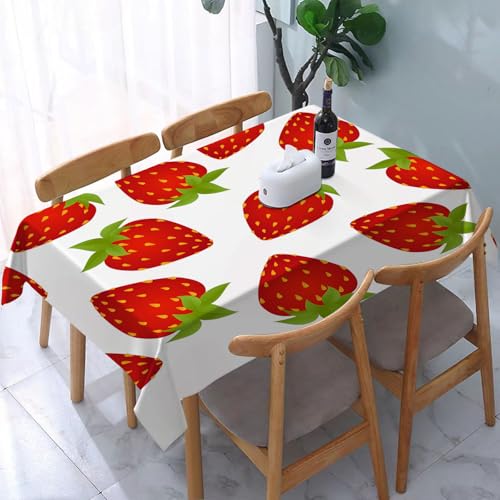 SDAEMQ Häuser gedruckte Tischdecke für Esstisch,Nahtloses Muster aus Erdbeeren isoliert auf weißem Hintergrund.,100% Baumwolle,maschinenwaschbar,langlebig,rechteckig,Restaurant,137x240 cm von SDAEMQ