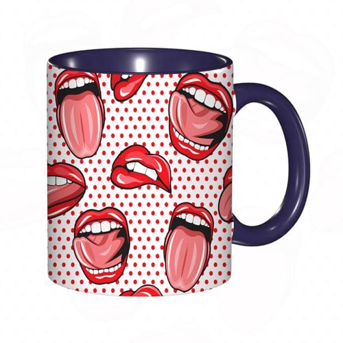 SDAEMQ Tasse Kaffeetassen,Cartoon-Farblächeln. Farbpalette. Gekritzelskizze, handgezeichnetes Bild. Aufkle,Große 330ml Mit Henkel 100% Handbemalt Trinkgläser Keramik,versch. Frauen,Jahrestag,Muttertag von SDAEMQ