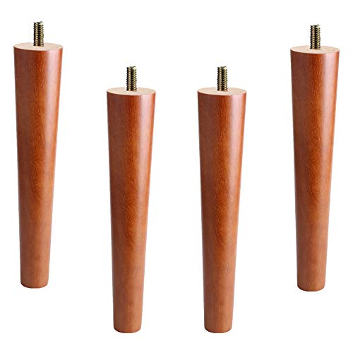 SDAZHX Möbelbeine, 4 Stück konische Sofabeine, Möbelstützfüße aus Gummiholz, Schrankfüße aus Holz, DIY-Ersatzbettbeine, for Couch, Couchtische, Schrank, mit M8-Gewindestange und Schraube(50cm) von SDAZHX