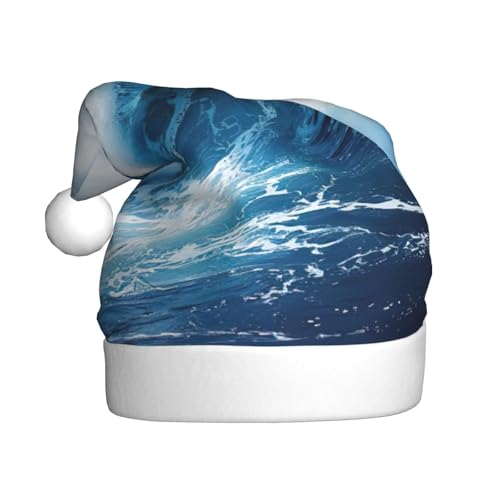 Weihnachtsmütze aus Plüschstoff, Motiv: Big Ocean Wave HD, 1 Stück von SDEGTHO