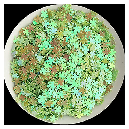 SDEQA Qq 10g / Lot Größe 4mm Glücksklee Pailletten Vier Blatt Blume Pailletten Paillette for Nagelkunst/Frauen DIY Handwerk/Hochzeitsdekoration Konfetti Z725 (Color : AB Light Green) von SDEQA