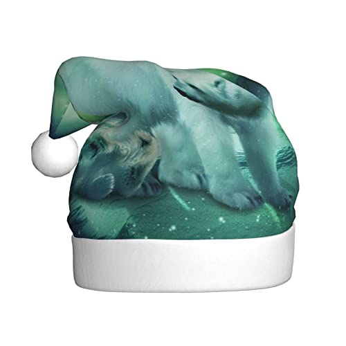 SDFCUMDM Northern Lights Weihnachtsmütze mit Eisbär-Druck, für Erwachsene, lebendiger Druck und bequeme Passform von SDFCUMDM