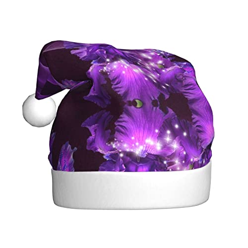 SDFCUMDM Violette Weihnachtsmütze mit Schmetterlings-Aufdruck, für Erwachsene, lebendiger Druck und bequeme Passform von SDFCUMDM