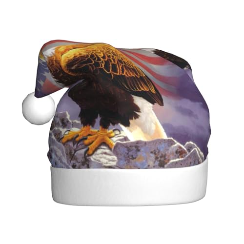 SDFCUMDM Weihnachtsmütze mit Adler mit USA-Flagge, für Erwachsene, lebendiger Druck und bequeme Passform von SDFCUMDM