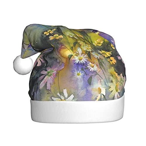 SDFCUMDM Weihnachtsmütze mit Retro-Blumen-Gänseblümchen-Druck, für Erwachsene, lebendiger Druck und bequeme Passform von SDFCUMDM