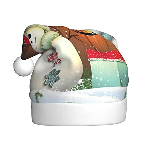 SDFCUMDM Weihnachtsmütze mit niedlichem Schneemann-Druck, für Erwachsene, lebendiger Druck und bequeme Passform von SDFCUMDM