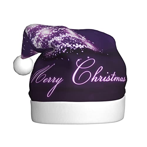 SDFCUMDM Weihnachtsmütze mit violettem Baumdruck für Erwachsene, lebendiger Druck und bequeme Passform von SDFCUMDM