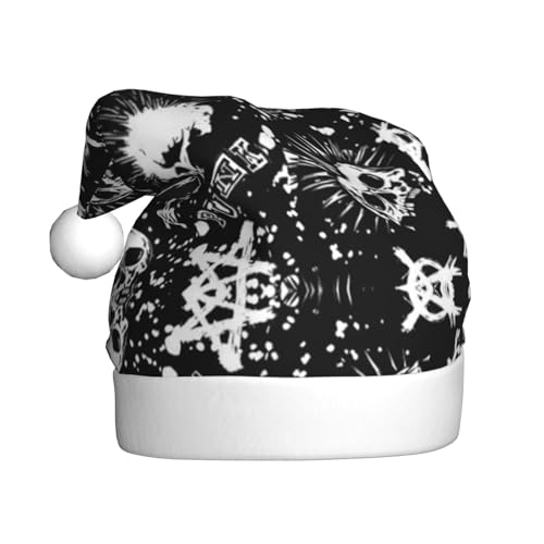 SDFCUMDM Weihnachtsmütze mit weißem Punk-Totenkopf-Druck, für Erwachsene, lebendiger Druck und bequeme Passform von SDFCUMDM