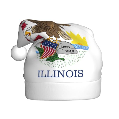 Illinois Weihnachtsmütze mit Staatsflagge, lustige Weihnachtsmütze für Erwachsene, Urlaubsmütze, Accessoire für Weihnachtsfeier von SDFHU