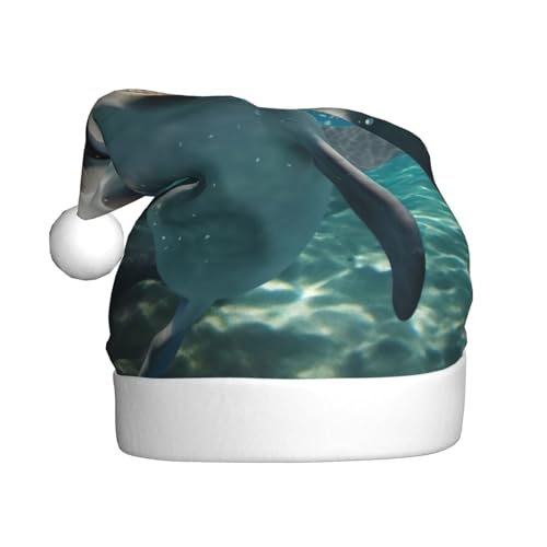 Lustige Weihnachtsmütze mit Delfin-Druck, lustige Weihnachtsmütze für Erwachsene, Urlaubsmütze, Zubehör für Weihnachtsfeier von SDFHU