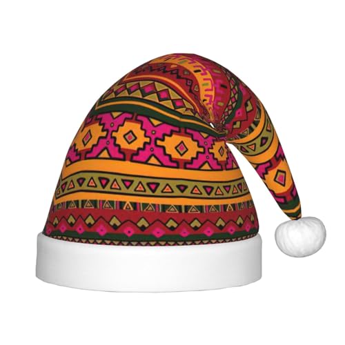 Mexikanische Volkskunst, Boho-Druck, Outdoor-Weihnachts-Kopfbedeckung, Weihnachtsfeiern, personalisierte Weihnachtsmannmütze, Weihnachtszubehör von SDFHU