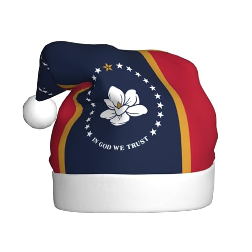 Mississippi Weihnachtsmütze mit Staatsflaggen-Druck, lustige Weihnachtsmütze für Erwachsene, Urlaubsmütze, Accessoire für Weihnachtsfeier von SDFHU