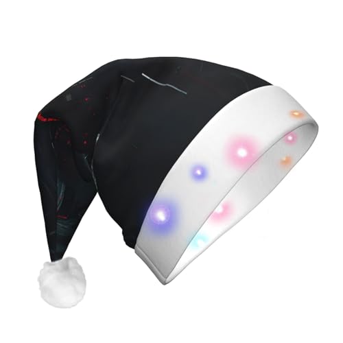 SDFHU Hacker Era Weihnachtsmütze mit LED-Lichtern für Erwachsene, Unisex, bequem, festlich, Partyhut von SDFHU