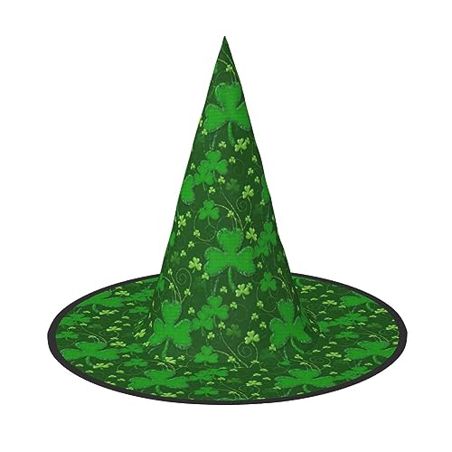 SDFHU Hintergrund St. Patrick's Day Glitzer-Druck Lustige Halloween-Hüte für Party-Dekorationen – Einzigartige Hexenhüte für Damen und Herren von SDFHU