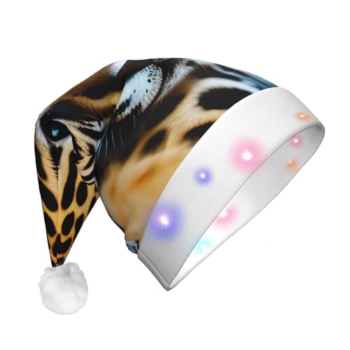 SDFHU Niedlicher Baby-Jaguar-Weihnachtsmütze mit LED-Lichtern für Erwachsene, Unisex, bequem, festlich, Partyhut von SDFHU