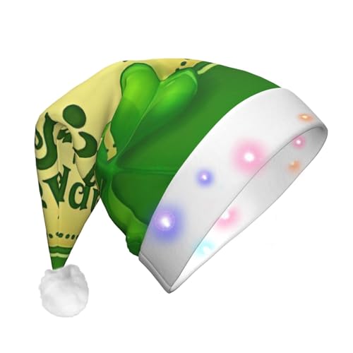 SDFHU Weihnachtsmütze mit Aufschrift "Happy St. Patrick's Day", mit LED-Lichtern, Unisex, bequem, festlich, Partyhut von SDFHU