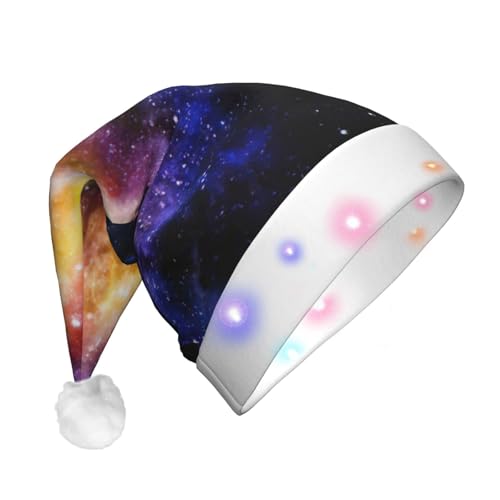 SDFHU Weihnachtsmütze mit Galaxie im Universum, mit LED-Lichtern für Erwachsene, Unisex, bequem, festlich, Partyhut von SDFHU