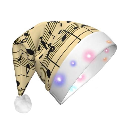 SDFHU Weihnachtsmütze mit Musiknoten und LED-Lichtern für Erwachsene, Unisex, bequem, festlich, Partyhut von SDFHU