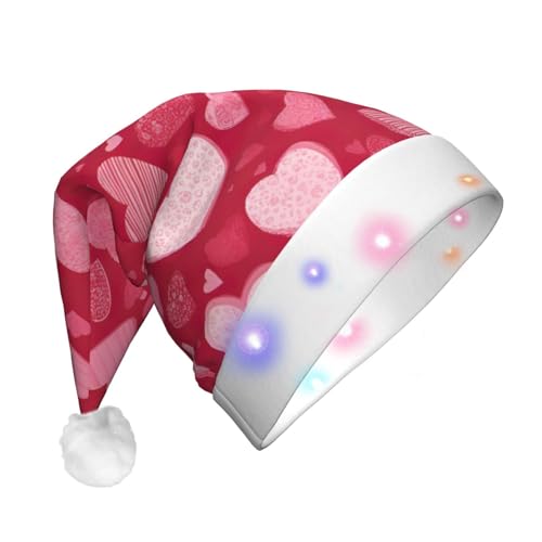 SDFHU Weihnachtsmütze mit Valentinstag-Aufdruck, mit LED-Lichtern für Erwachsene, Unisex, bequem, festlich, Partyhut von SDFHU