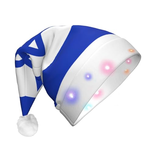 SDFHU Weihnachtsmütze mit israelischer Flagge, mit LED-Lichtern für Erwachsene, Unisex, bequem, festlich, Partyhut von SDFHU