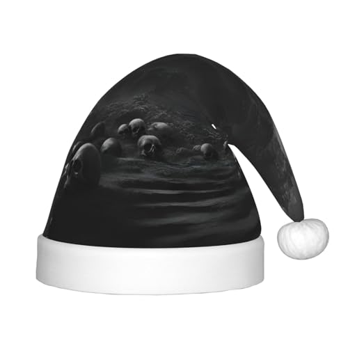 Schwarze und weiße Totenköpfe, 1 Druck, Outdoor-Weihnachts-Kopfbedeckung, Weihnachtsfeiern, personalisierte Weihnachtsmannmütze, Weihnachtszubehör von SDFHU