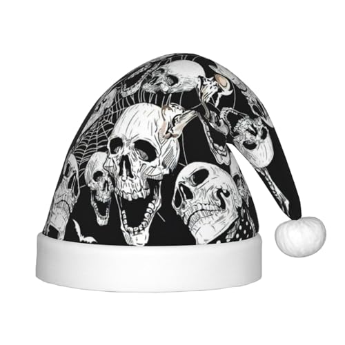 Totenkopf-Hintergrunddruck, Outdoor-Weihnachts-Kopfbedeckung, Weihnachtsfeiern, personalisierte Weihnachtsmannmütze, Weihnachtszubehör von SDFHU