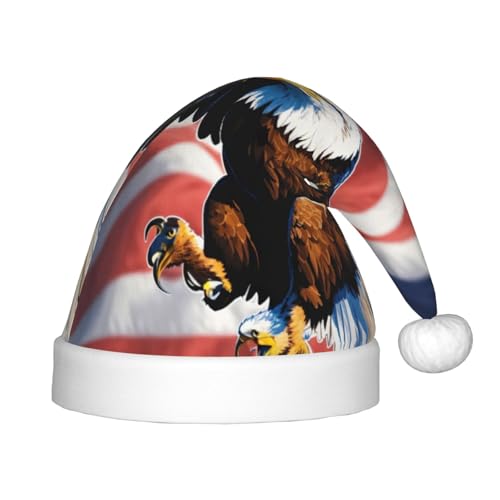 Weihnachts-Kopfbedeckung mit Adler und USA-Flagge, für den Außenbereich, Weihnachtsfeiern, personalisierte Weihnachtsmannmütze, Weihnachtszubehör von SDFHU