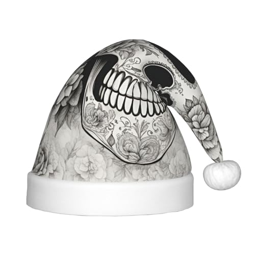 Weihnachts-Kopfbedeckung mit mexikanischem Totenkopf-Aufdruck, Weihnachtsmannmütze, Weihnachtszubehör von SDFHU