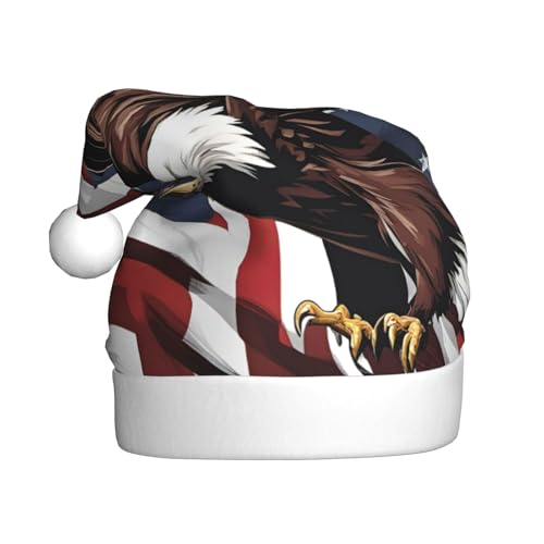 Weihnachtsmütze mit Adler mit USA-Flagge, lustige Weihnachtsmütze für Erwachsene, Urlaubsmütze, Accessoire für Weihnachtsfeier von SDFHU