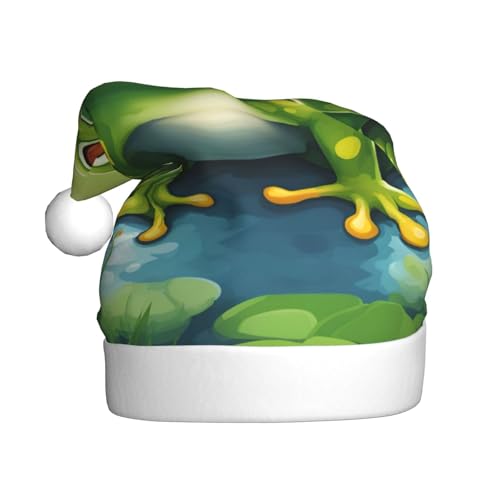 Weihnachtsmütze mit Cartoon-Froschmotiv, lustige Weihnachtsmütze für Erwachsene, Urlaubsmütze, Zubehör für Weihnachtsfeier von SDFHU