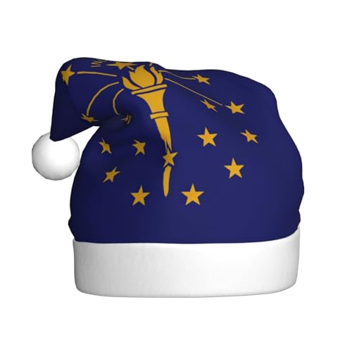 Weihnachtsmütze mit Indiana-Staatsflagge, lustiger Weihnachtsmannhut für Erwachsene, Urlaubsmütze, Accessoire für Weihnachtsfeier von SDFHU