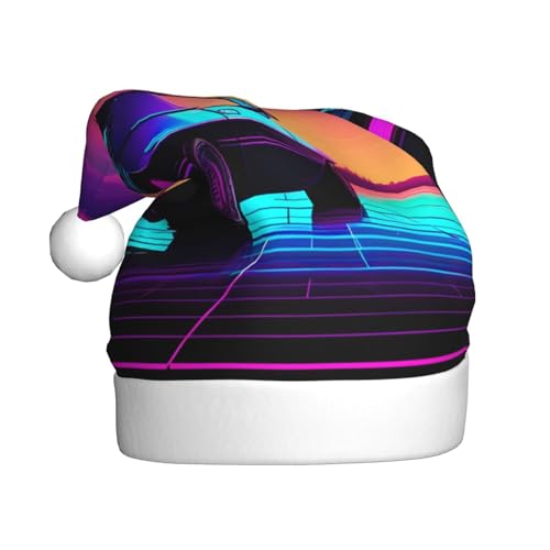 Weihnachtsmütze mit Retrowave-Bilder-Druck, lustige Weihnachtsmütze für Erwachsene, Urlaubsmütze, Accessoire für Weihnachtsparty von SDFHU