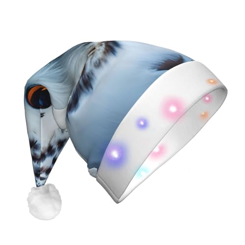 Weihnachtsmütze mit Schnee-Eulen-Augen, mit LED-Lichtern für Erwachsene, Unisex, bequem, festlich, Partyhut von SDFHU