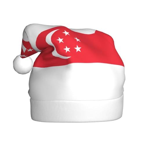 Weihnachtsmütze mit Singapur-Flagge, lustige Weihnachtsmütze für Erwachsene, Urlaubsmütze, Accessoire für Weihnachtsfeier von SDFHU