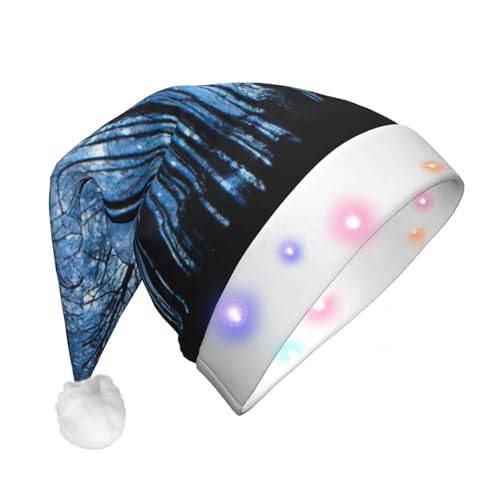 Weihnachtsmütze mit Sternenhimmel-Aufdruck, mit LED-Lichtern, für Erwachsene, Unisex, bequem, festlich, Partyhut von SDFHU