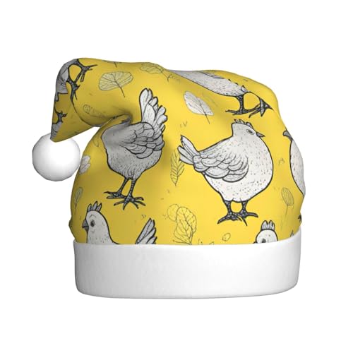 Weihnachtsmütze mit gelbem Huhn-Aufdruck, lustige Weihnachtsmütze für Erwachsene, Urlaubsmütze, Accessoire für Weihnachtsfeier von SDFHU