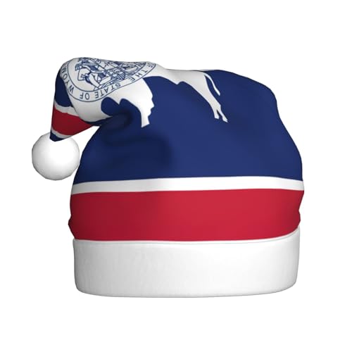 Wyoming Weihnachtsmütze mit Staatsflaggen-Druck, lustige Weihnachtsmütze für Erwachsene, Urlaubsmütze, Accessoire für Weihnachtsfeier von SDFHU