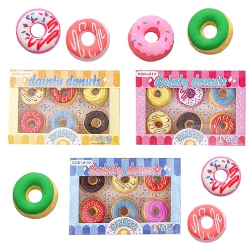 18 Stück Radiergummi Kinder, Donut Radiergummi, Süssigkeiten Farben Radiergummis, KawaiiRadiergummi, Radiergummi Kinder Set, für Schule Schreibwaren von SDFLKAE