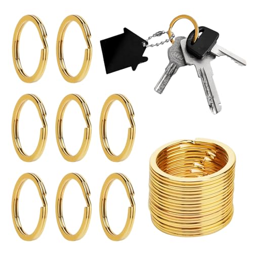 20 Stück Schlüsselringe Edelstahl, Ф25mm Schlüsselring Gold Flache Schlüsselanhänger Ring, Schlüssel Zubehör, für Home Auto Office Schlüssel Befestigung, Arts und Crafts DIY Zubehör von SDFLKAE