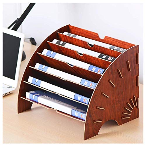 Schreibtisch-Organizer-Tablett aus Holz, für Büro, Schreibtisch, Aktenordner, Regalhalter für Papier, Briefe, Post, Zeitschriften und Dokumente, 6 Schichten (Farbe: Weiß) (Braun) von SDFSDFGQAAZZZZZZZ