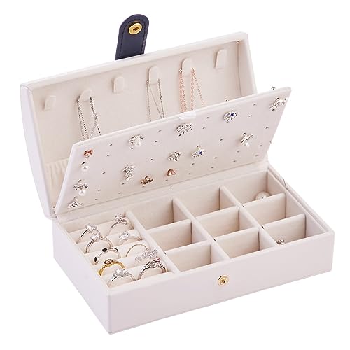 SDGBCXD, Schmuckschatulle, tragbare Schmuckschatulle, Herz-Leder-Schmuckhalteretui, Schmuckschatulle-Organizer for Halsketten, Ohrringe, Armbänder, Ringe, Frauen und Mädchen,Schmuckkästchen(D) von SDGBCXD