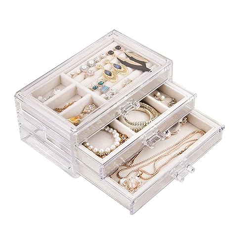 SDGBCXD, Schmuckschatulle aus Acryl, Schmuckkästchen, Schmuckhalter, Schmuck-Organizer for Halsketten, Ohrringe, Armbänder, Ringe, Damen und Mädchen,Schmuckkästchen von SDGBCXD